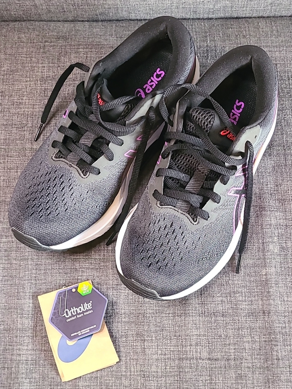 ASICS Women's Gray Running Shoes with Purple Accents